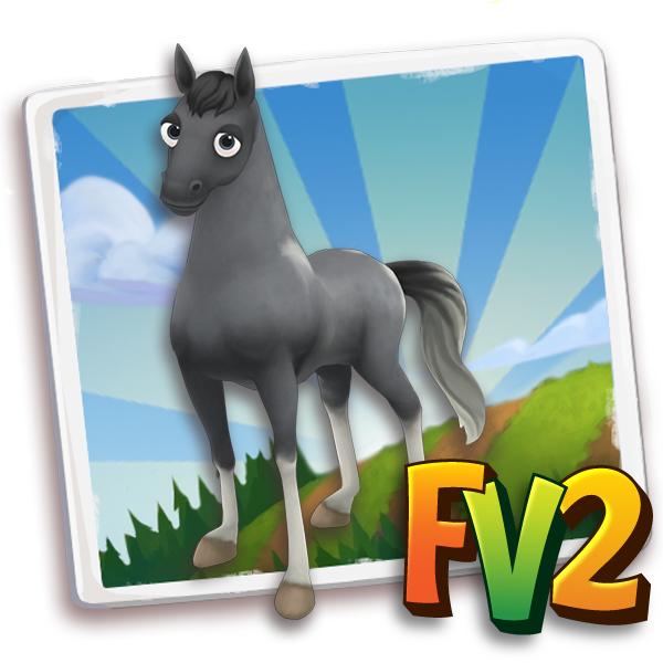 Horse Adult Roantobianoblue, , Sukma just raised a Blue Roan Horse to an adult!, Sukma has finished feeding his Blue Roan Horse in FarmVille 2! Grab an extra baby bottle to feed your own baby animals!